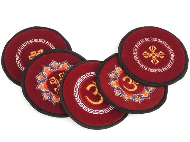 Singing bowl cushion burgundy